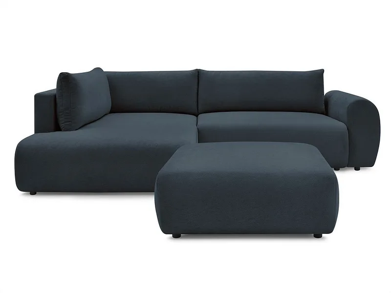 Ecksofa mit Hocker BOBOCHIC LUCIEN Stoff dunkelblau