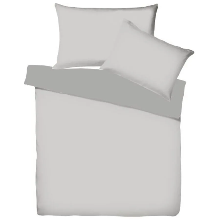 Living Home Duvetbezug Uni Doubleface Silber/Schiefer Einfarbig Baumwolle 200 x 210 cm