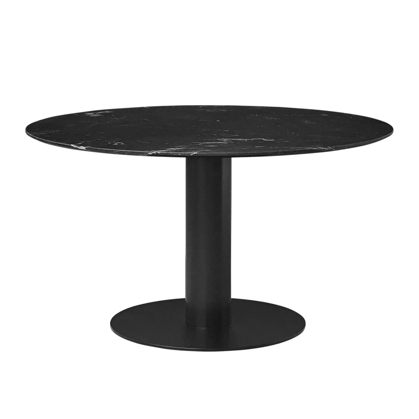 Gubi - GUBI 2.0 Dining Table, Ø 130 cm, Skiva: Marmor - Nero Marquina, Bas: Svart - Matbord - Svart - Metall/Sten