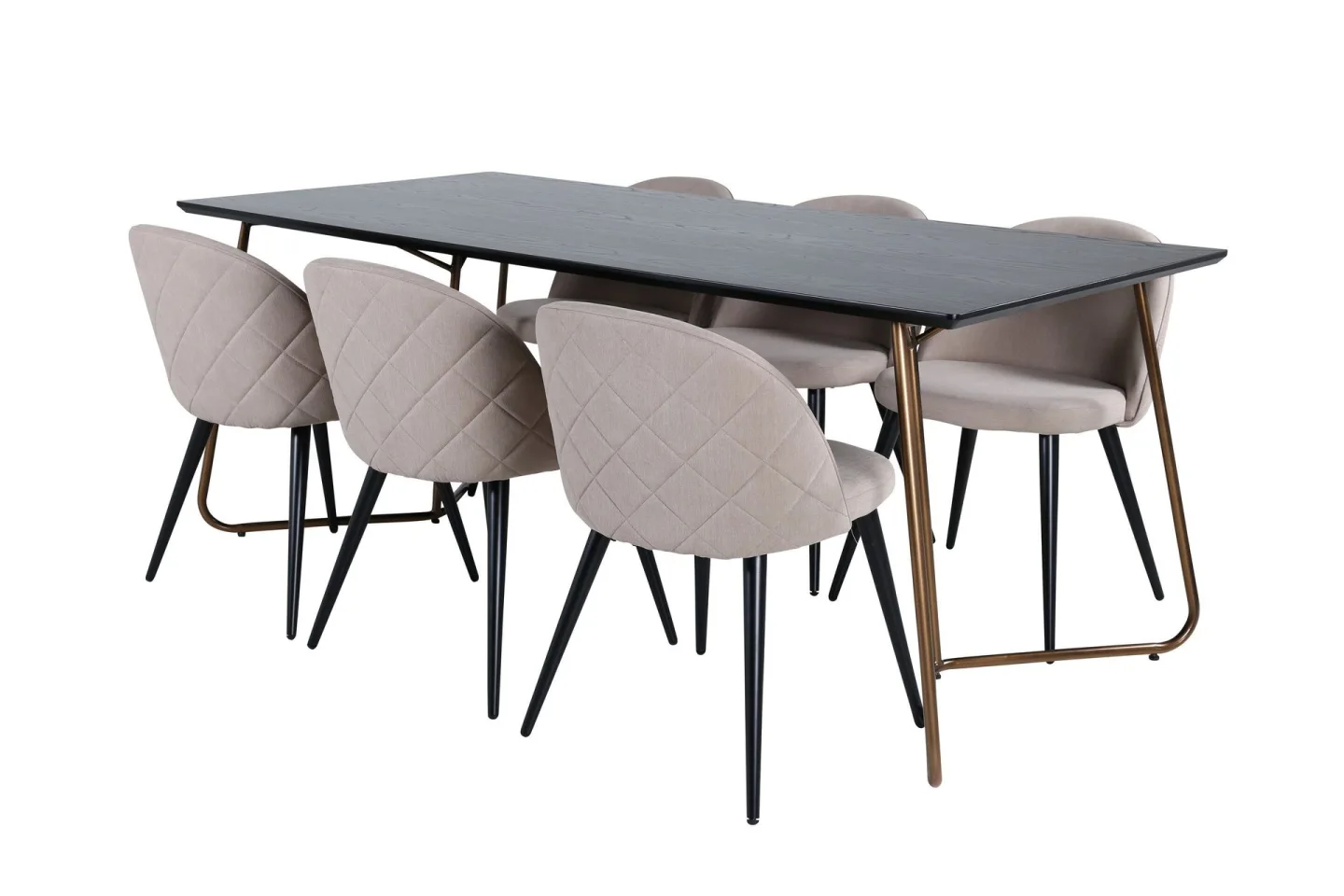Petra Matgrupp 190 cm Rektangulär med 6 Velvet stolar - Beige