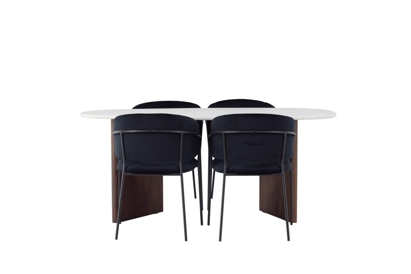 Grönvik Matgrupp 180 cm Oval med 4 Selma Stolar - Mocca