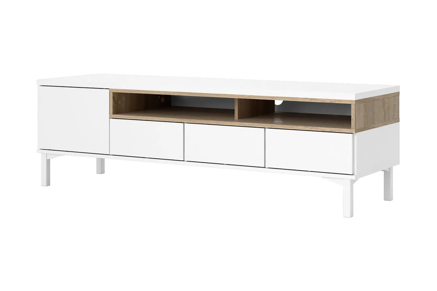 Roomers TV-Bänk 155,7 cm - Vit/Ek