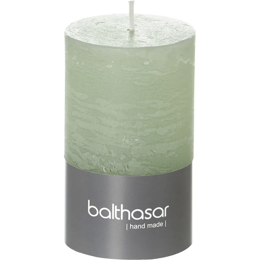 Balthasar Kerze Rustico hellgrün H10 cm D6 cm, Brenndauer 10h - Farbe: taupe - Material: Wachs