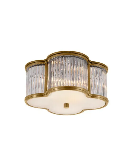 Basil Flush Mount Natural Brass Small