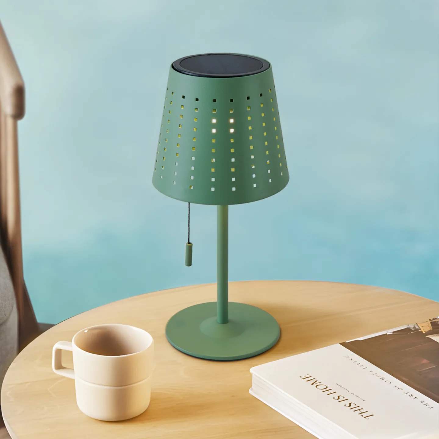 Hilario Portable Solarzelle Tischleuchte Sage Grün - Lindby - Balkon - Metall - Einflammig