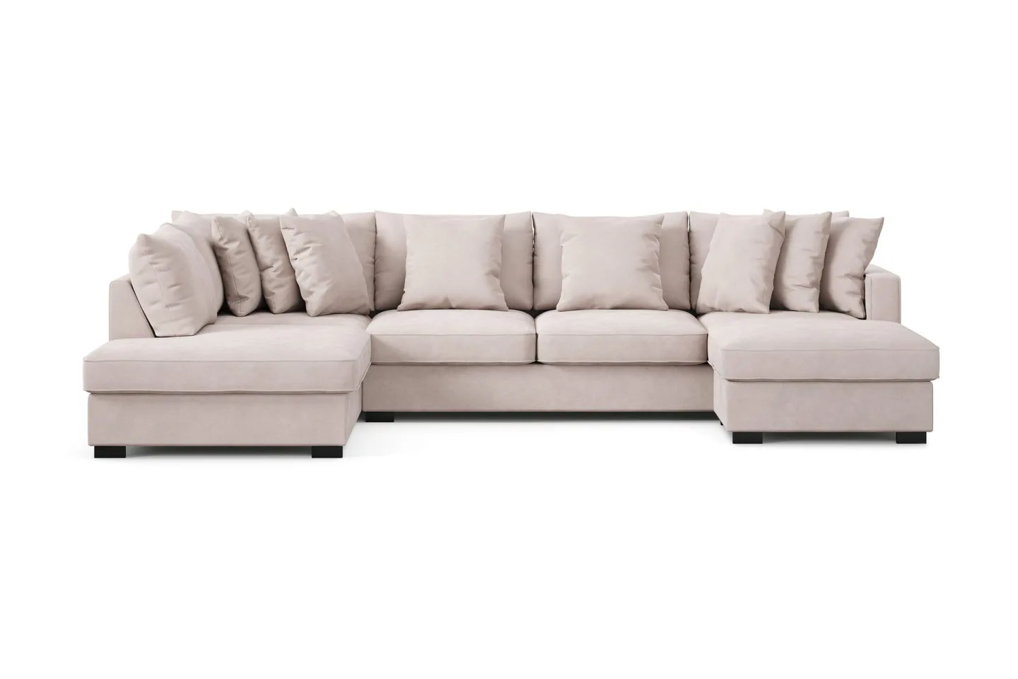 Rossita 5-sits Vänstervänd U-formad Djup Soffa med Divan och Schäslong i Sammet - Beige