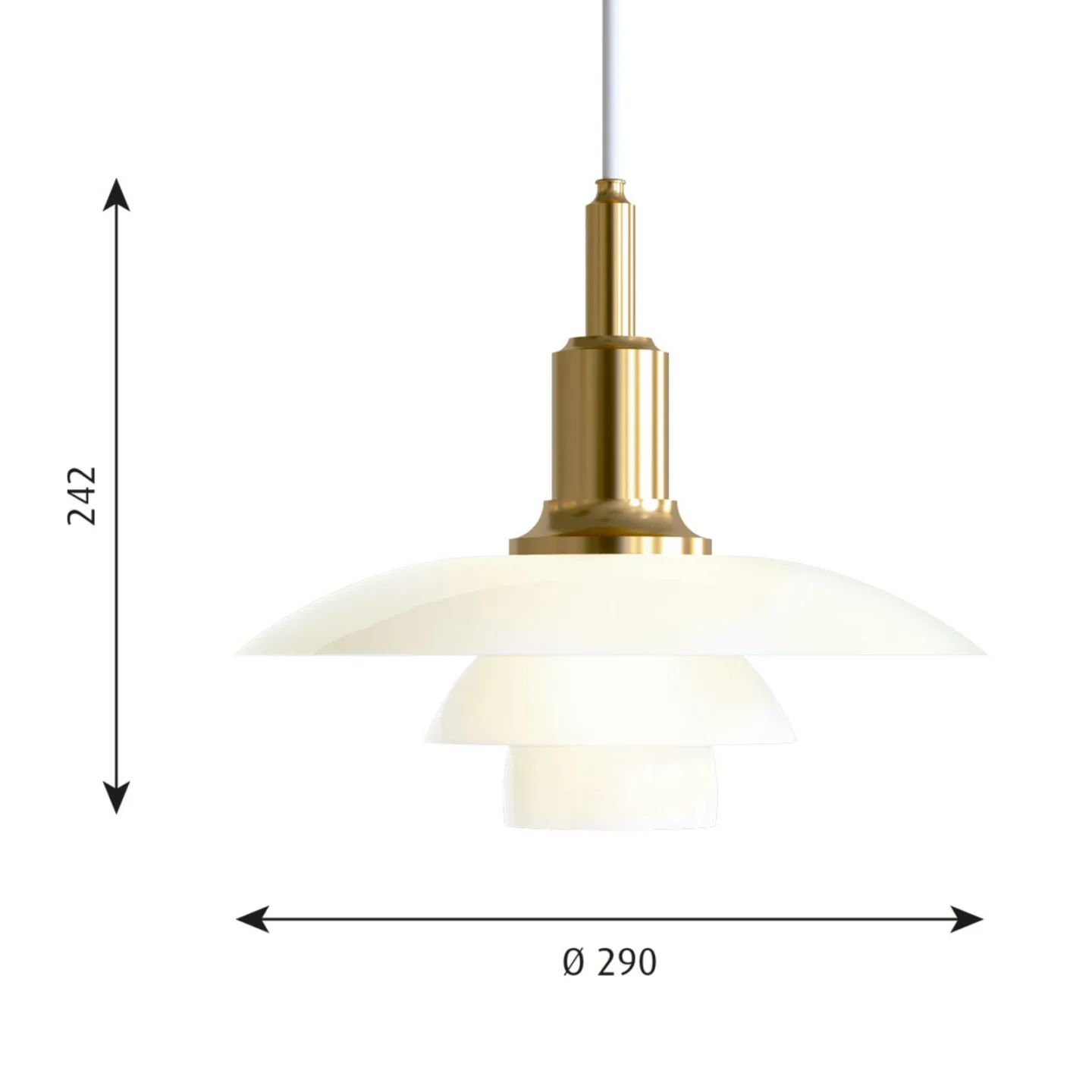 PH 3/2 Pendelleuchte Messing - Louis Poulsen - Wohnzimmer - Design - Glas - Einflammig