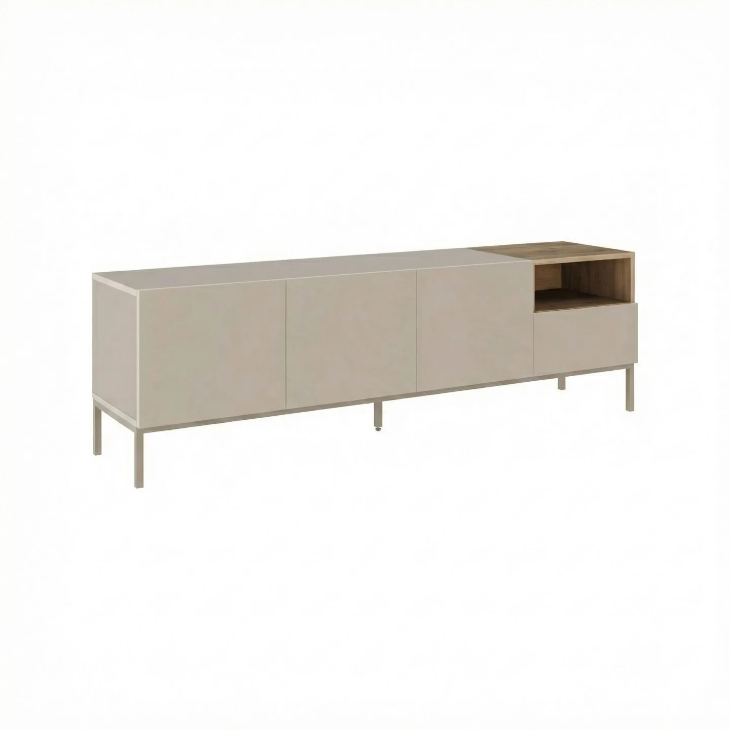 Morlen TV-bänk 180x55x41,8 cm - santstone och naturfärgad ek