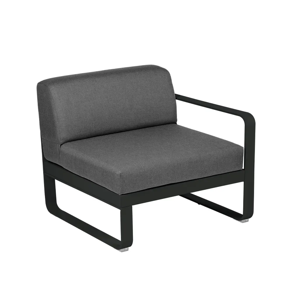 Fermob Bellevie Right modulsoffa Liquorice (svart), graphite grey dyna, 1-sits