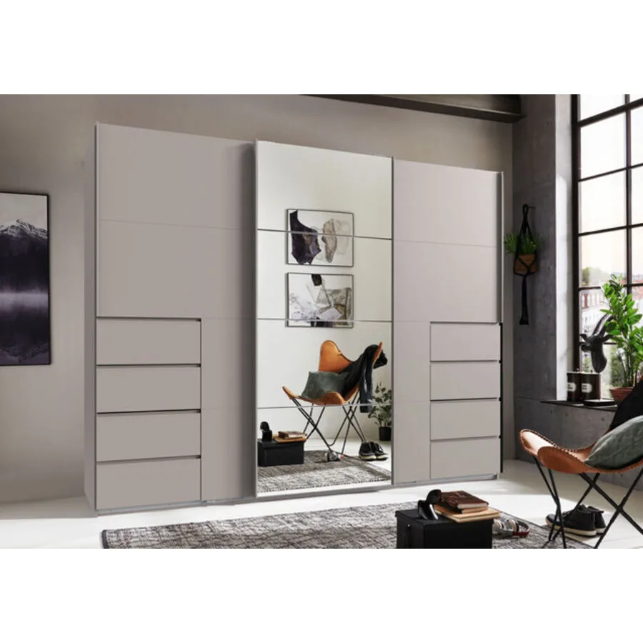 Kleiderschrank Cathy KASCHMIR, ABS. SPIEGEL GRIFFE KASCHMIR Mischholz B 270 cm