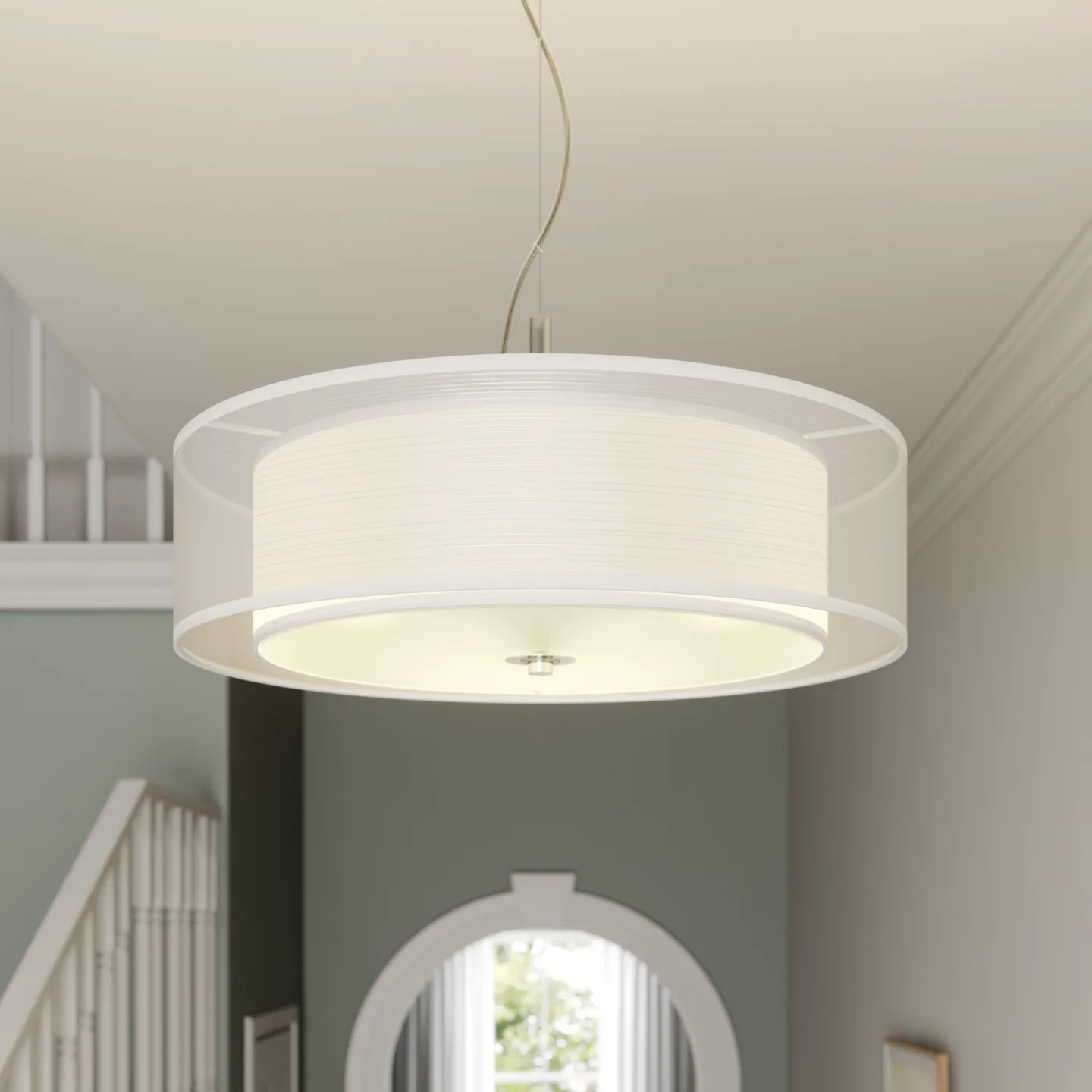 Pikka LED Pendel Ø50 White - Lindby - Stue - Moderne - Stof / tekstil - Med én lyskilde