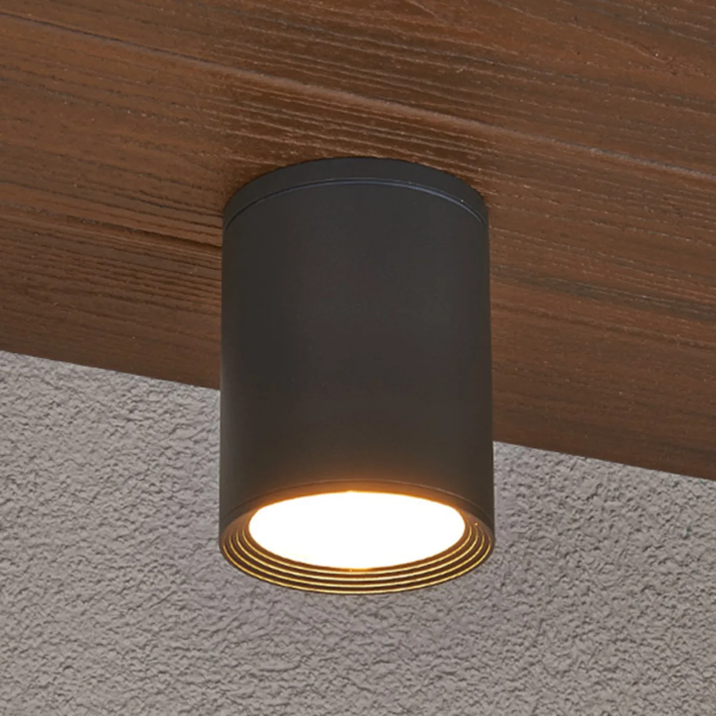 Minna Außen Deckenleuchte Graphite - Lucande - Balkon - Modern - Aluminium - Rund