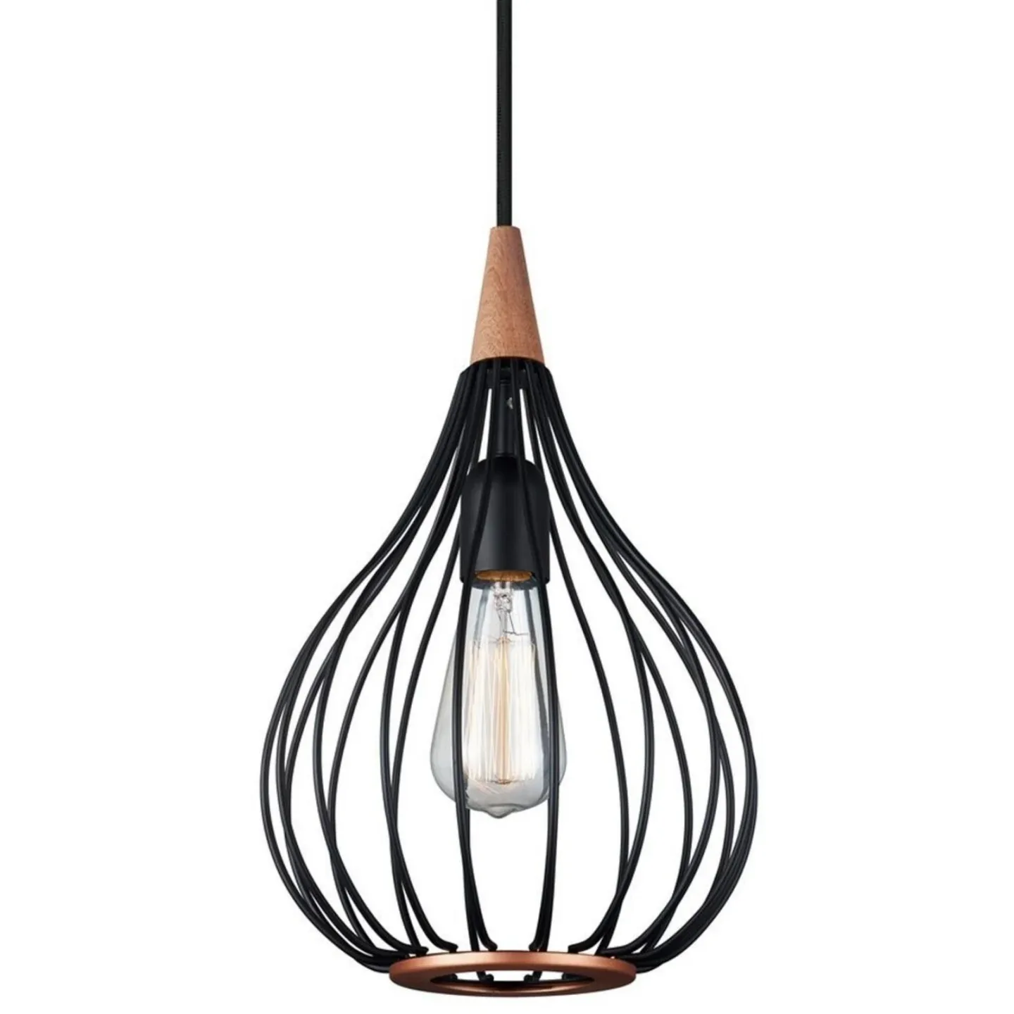Drops Pendel Ø23 Black/Dark Wood- Halo Design - Spisestue - Metall