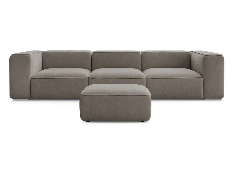 3er Sofa mit Hocker BOBOCHIC ZEPHYR Stoff mit Textur taupe