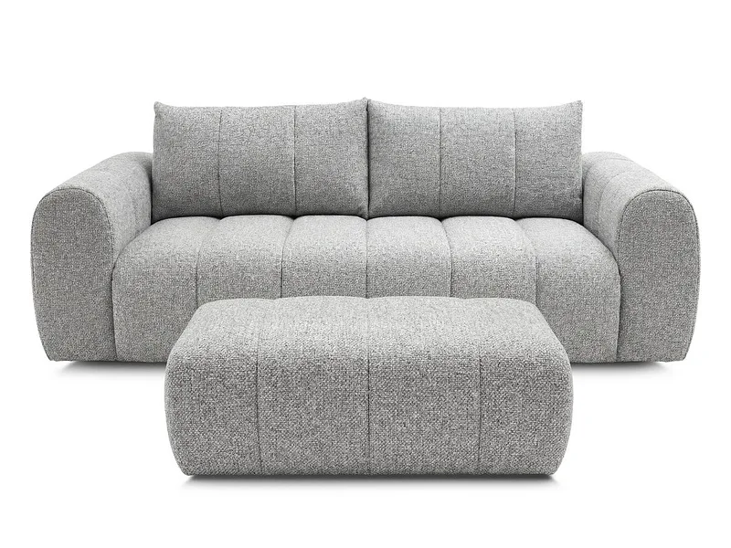 3er Sofa mit Hocker BOBOCHIC NESTY Stoff chiniert hellgrau