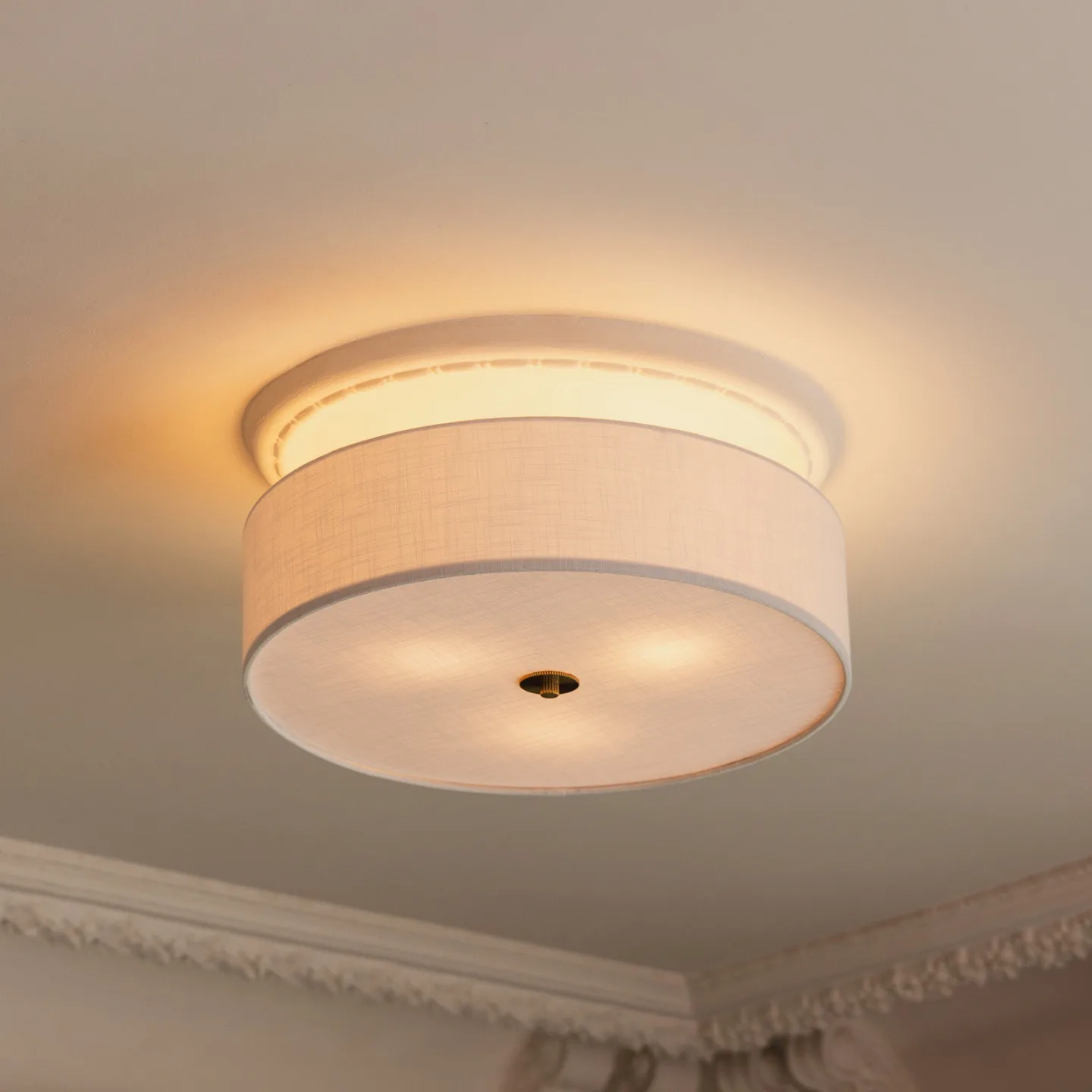 Noah 50 loftlampe, hvid – Globen Lighting - Stue - Skandinavisk - Stof / tekstil - Med skærm