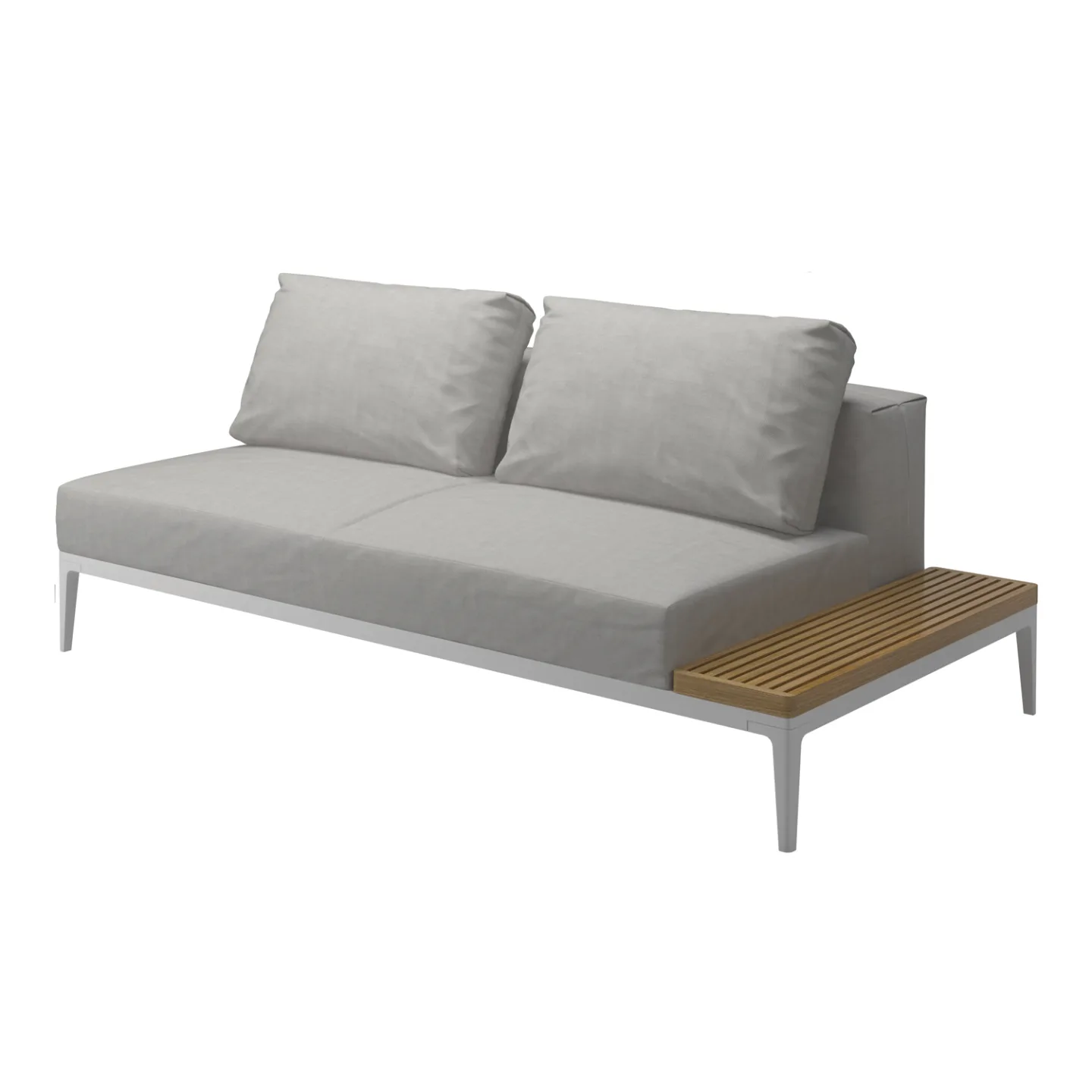 Gloster - Grid Right End Table Unit, Frame White, Kat.C Robben Charcoal, Teak Platform - Soffor utomhus - Henrik Pedersen