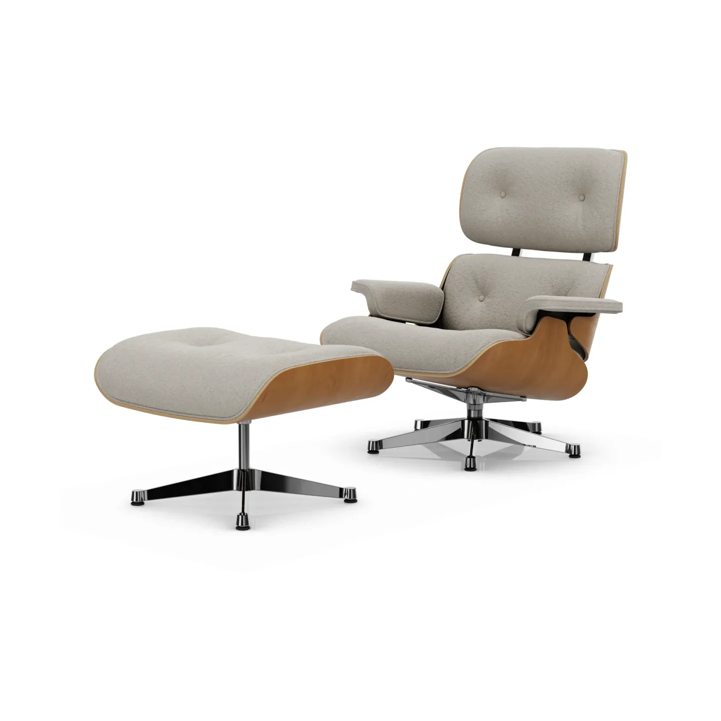 Vitra Eames Lounge Chair & Ottoman new dimensions 01 Ivory-pearl-28 cherry natural-pol. steel