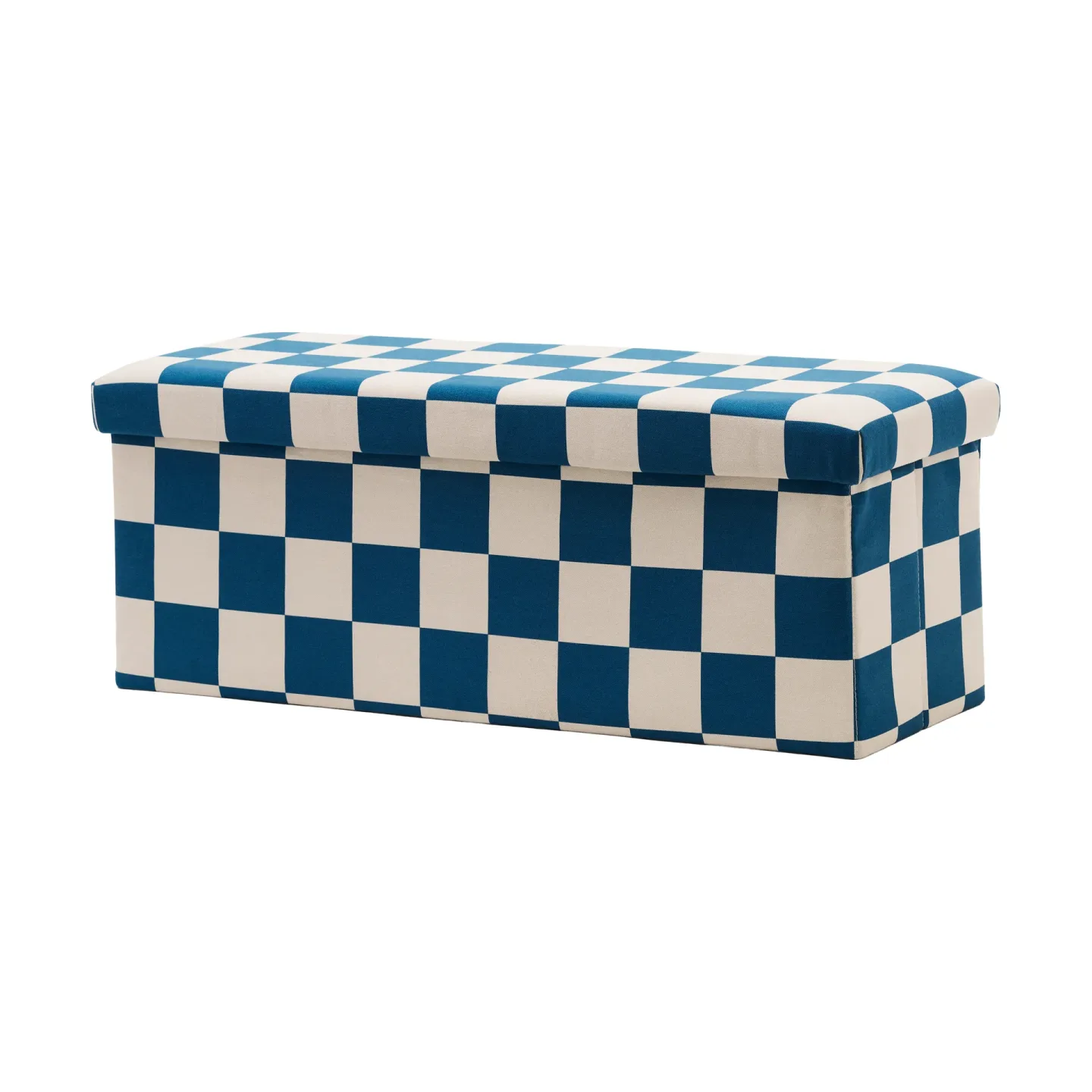Kid's Concept Pouf mit Stauraum kariert Blaugrün, 80x30x30 cm