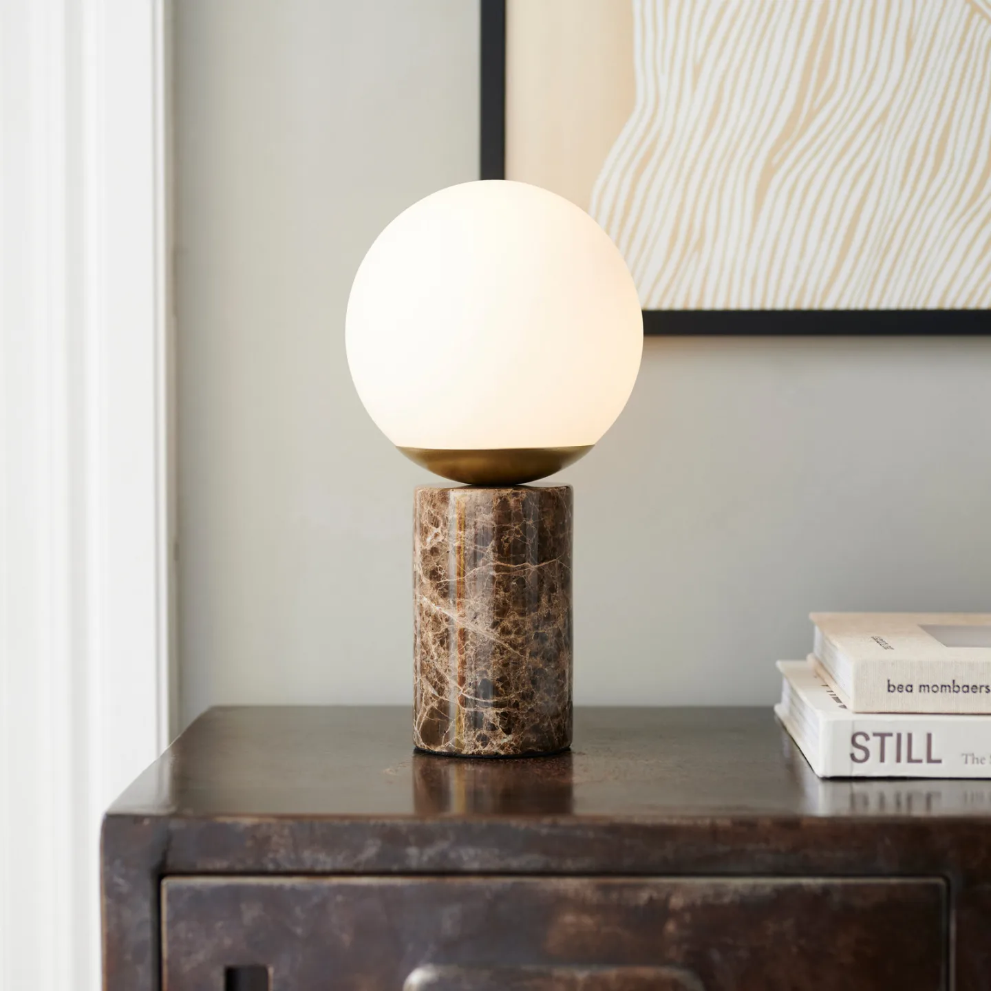 Lilly Bordlampe Brown/Marble - Nordlux Lilly Marble - Stue - Stein - Med en lyskilde