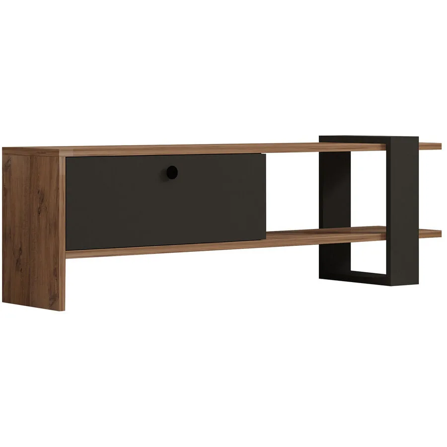 TV-Möbel Yasam eiche/schwarz Melaminbeschichtete Spanplatte B 120 cm 15 kg