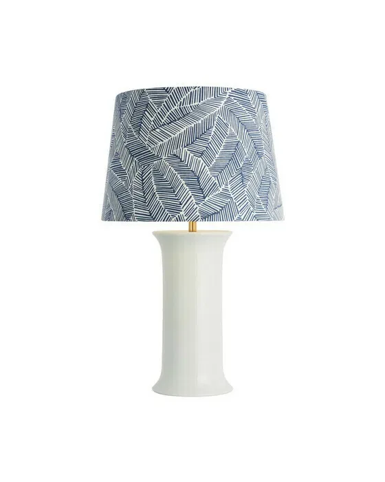 Mallory Table Lamp White/Navy Abstract Leaf