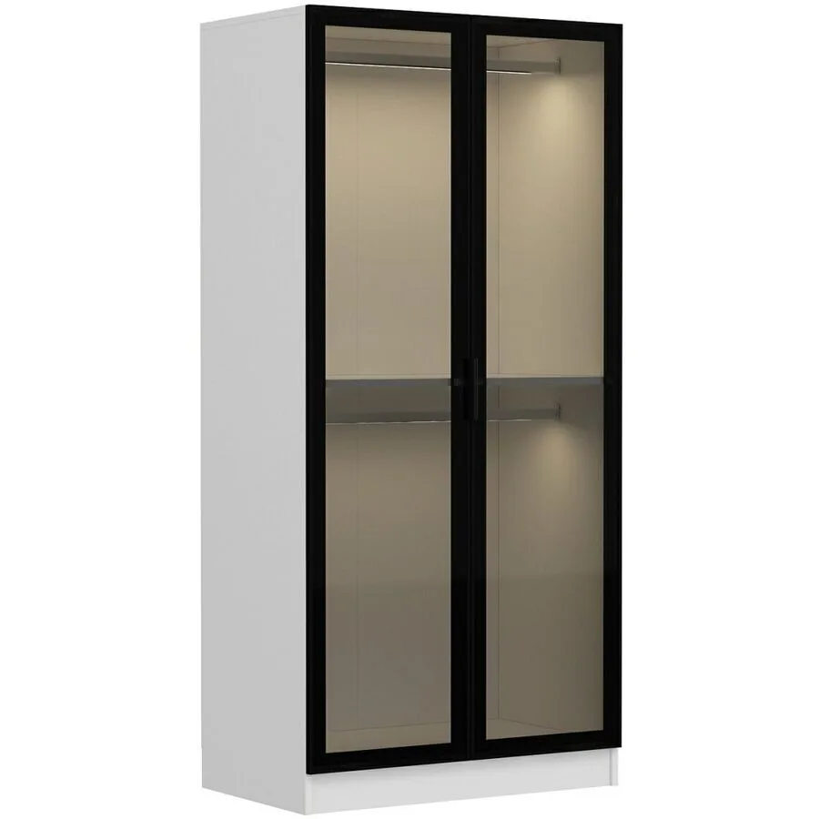 Kleiderschrank Uyumak schwarz Melamin B 90 cm