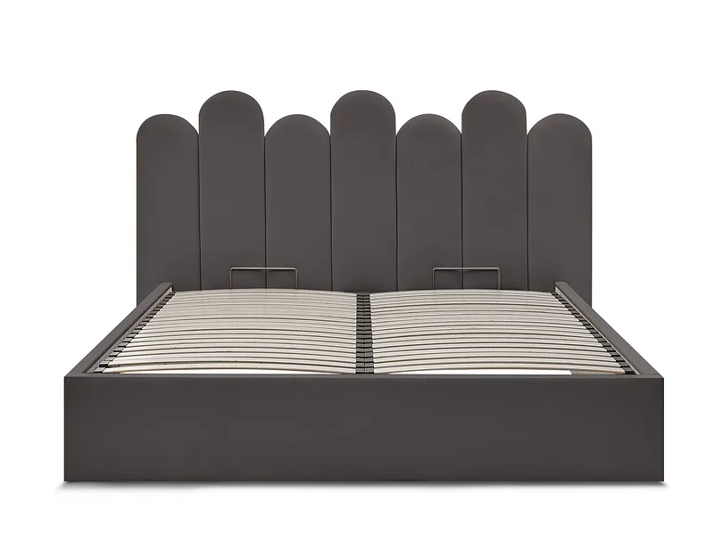 Kastenbett BOBOCHIC BADJA 160x200cm stoff dunkelgrau