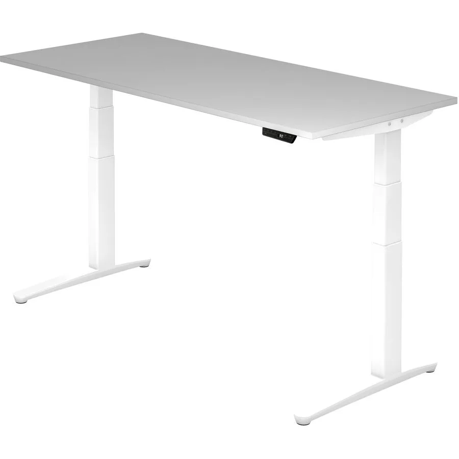 Schreibtisch Office weiss/grau Holzwerkstoff Höhenverstellbar B 180 T 80 cm
