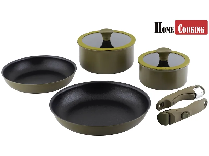 Kochset ALYSSA HOME COOKING 8 Stück aluminium Grün