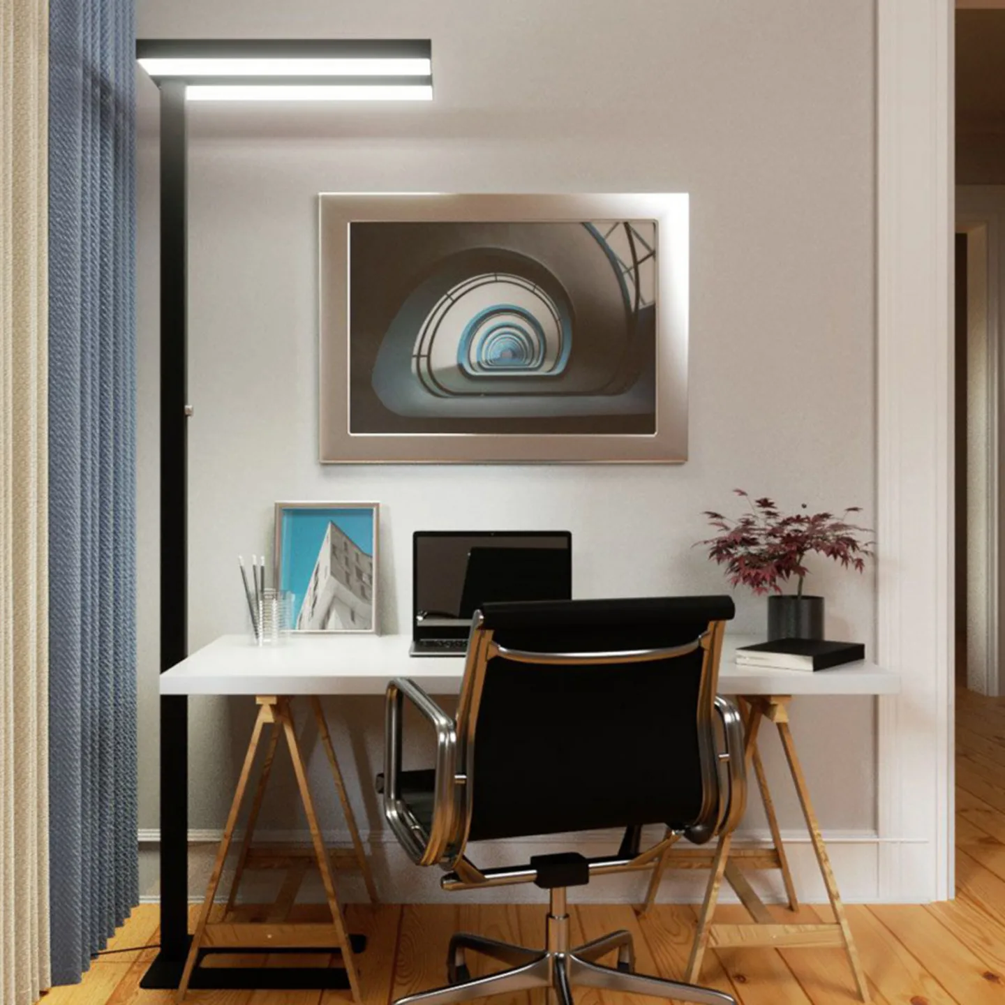 Logan Stehleuchte schwarz dimmbar - Arcchio Logan Basic - Arbeitszimmer / Büro - Modern - Aluminium - Eckig