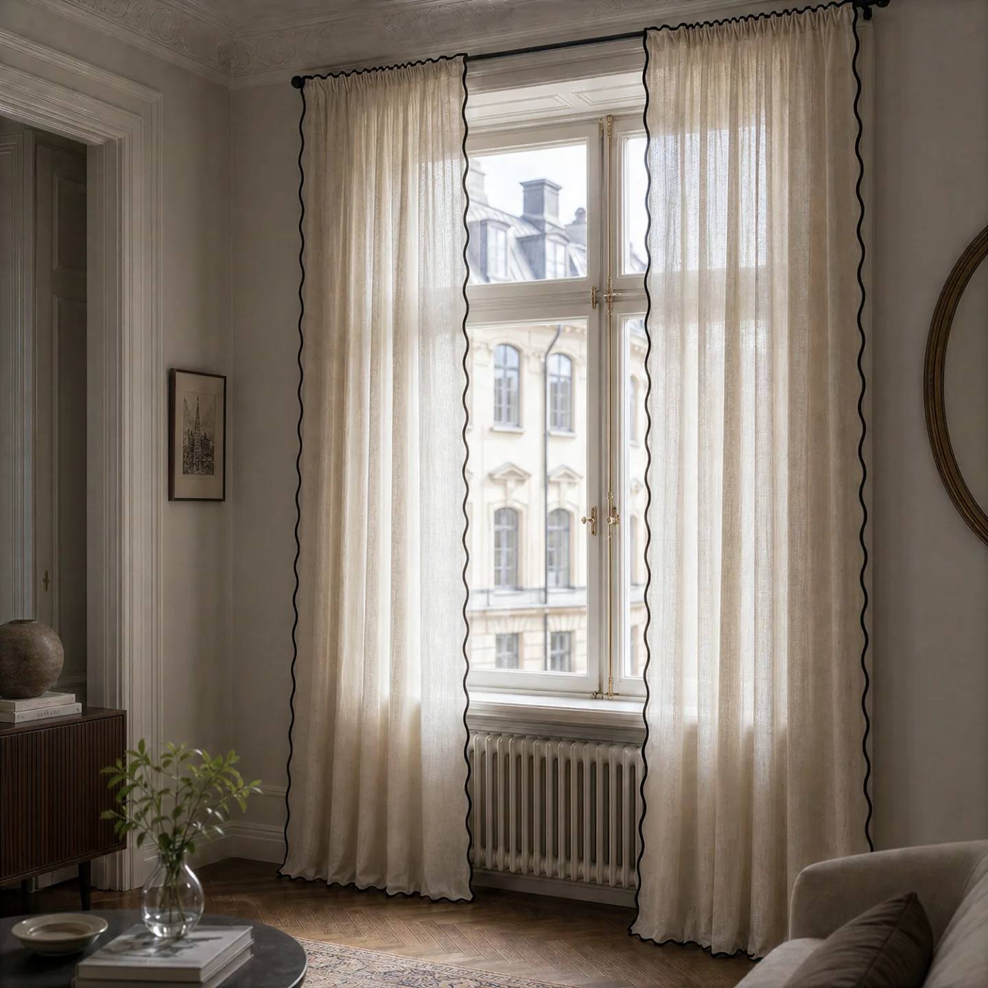 Gardiner 2-pakning - Bomullsgardiner Yrsa (lys beige) (Størrelse: 140 x 220 cm)