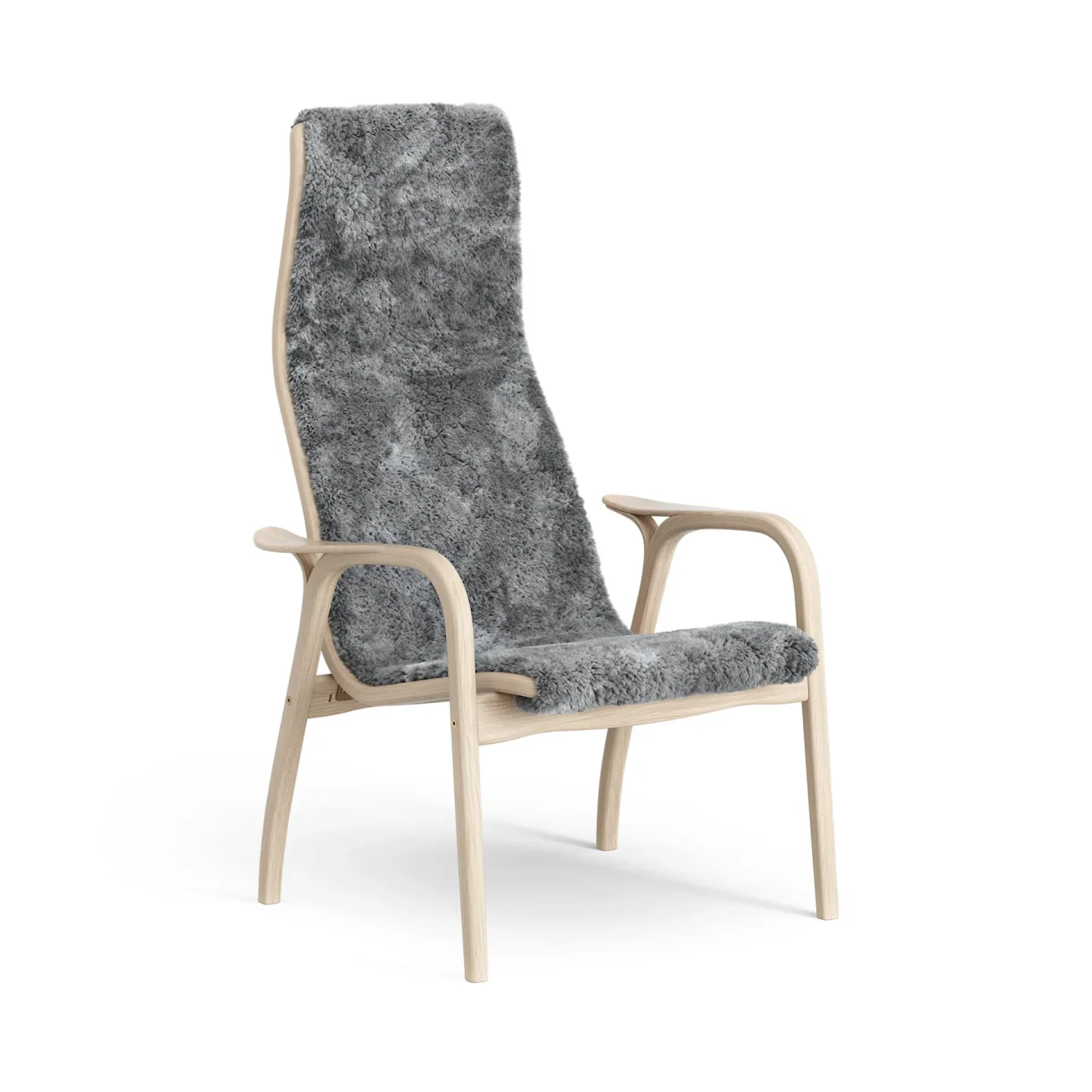 Swedese Lamino fåtölj vitpigmenterad ek/fårskinn Scandinavian Grey (grå)