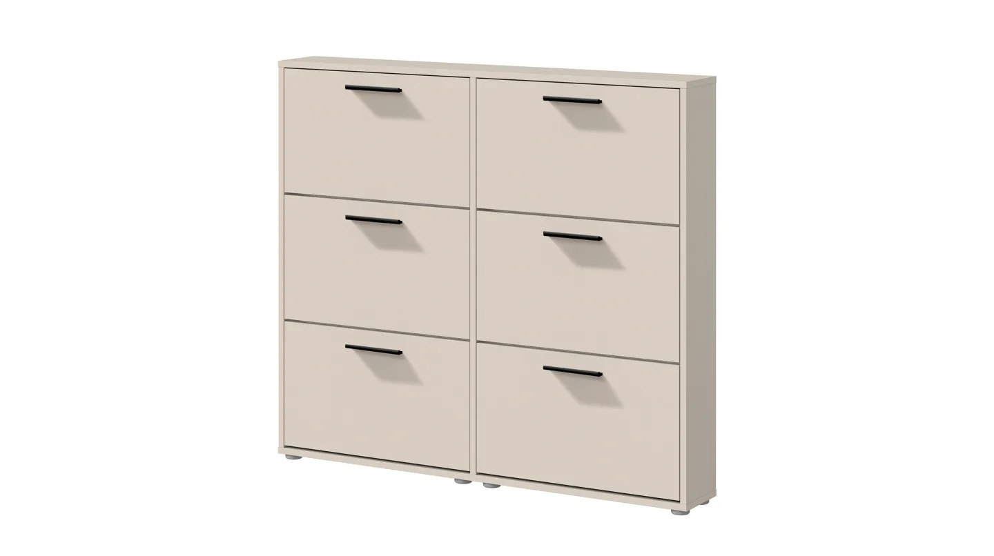 Schuhschrank Beige-Kaschmir 6-türig 116 x 103 cm - SAMMY