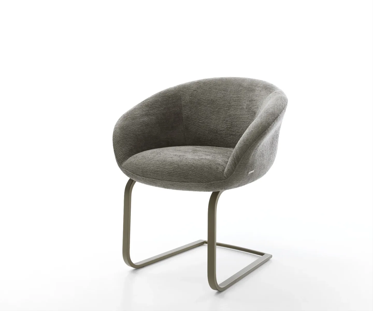 Freischwinger Vinka-Flex mit Armlehnen Bouclé Soft Schlamm Freischwinger flach Effektfinish Titan Taschenfederkern