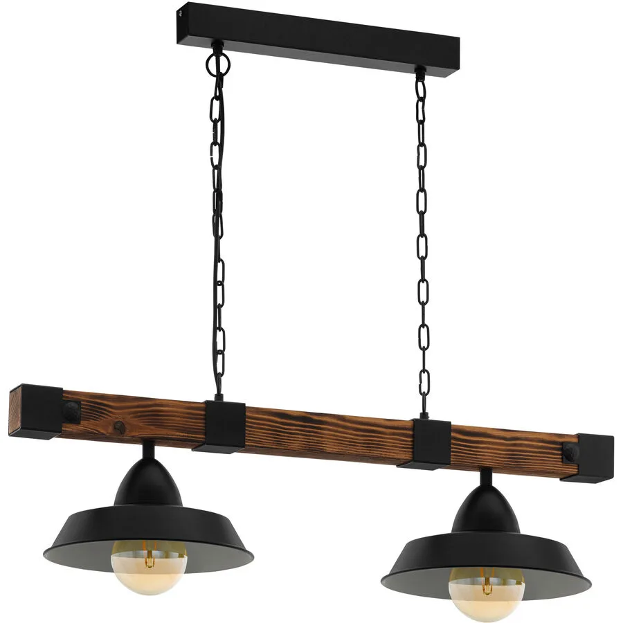 Eglo Pendellampe Oldbury Braun/Schwarz Stahl/Holz 26 cm 110 cm - Material: Holz/Stahl