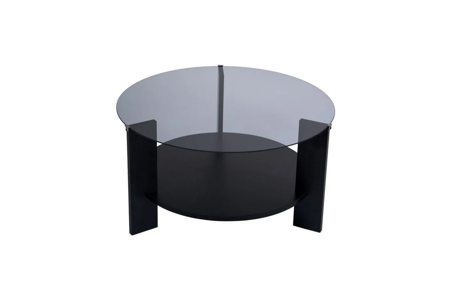 Soffbord Clara 75 cm med Glasskiva - Trä Svart / Rökt
