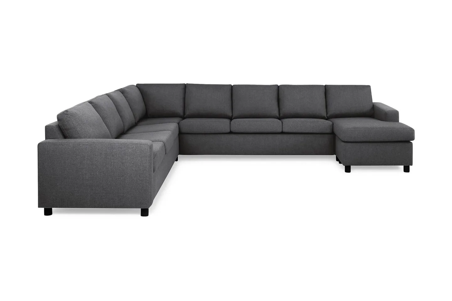 Crazy 7-sits Högervänd U-formad XX-Large Hörnsoffa med divan i Tyg - Mörkgrå