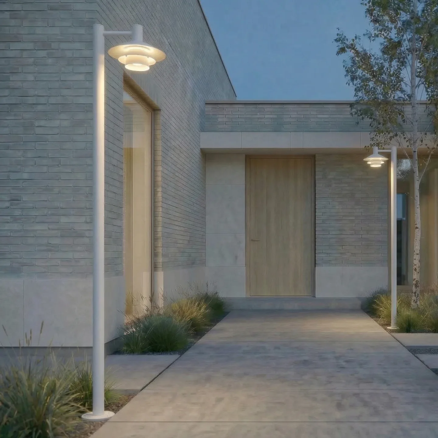 Montaro LED-utomhuslampa, vit, 220 cm, IP54, aluminium – Lucande - Modern - Med en ljuskälla