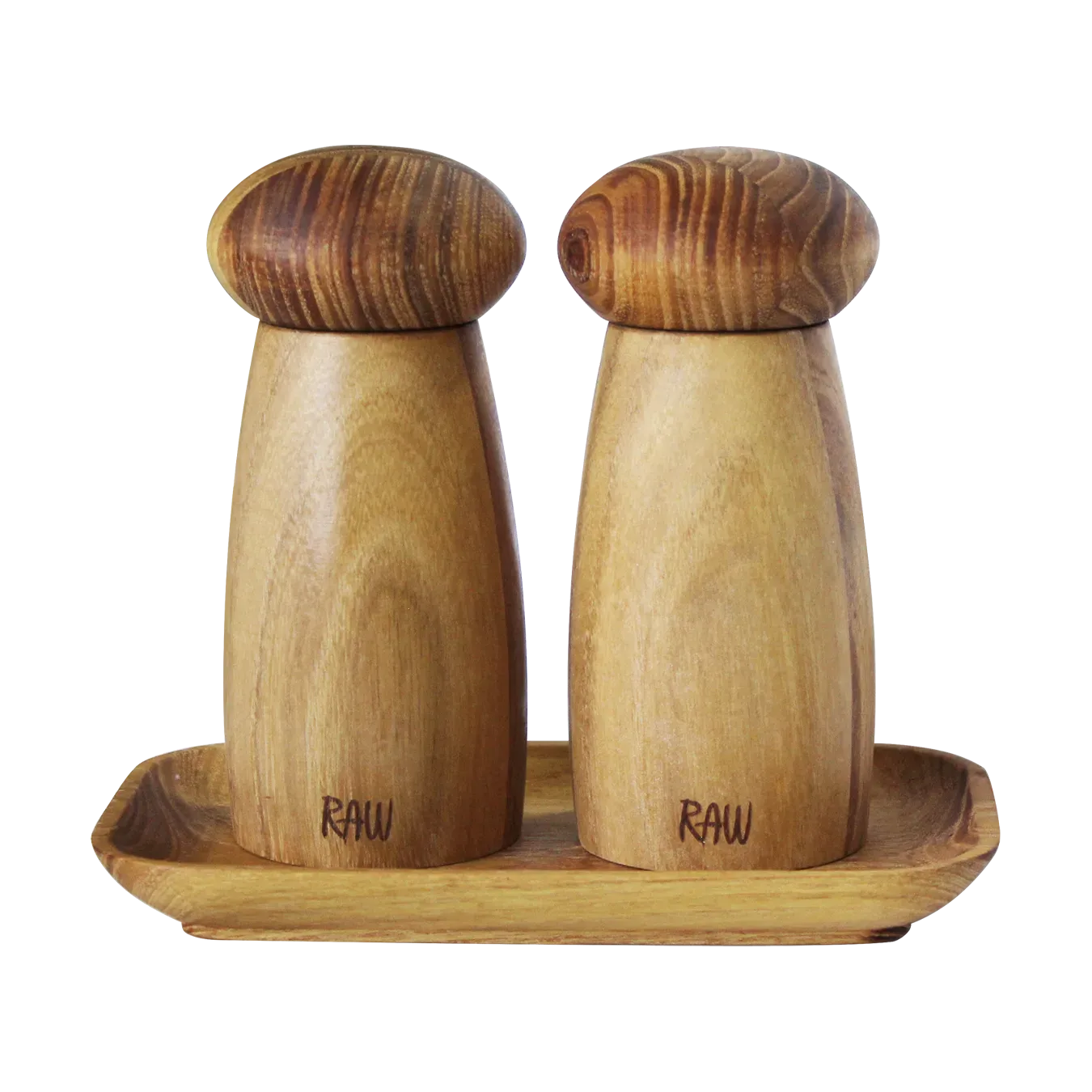 Aida Roh Salz- & Pfeffermühle inkl. Tablett Teak