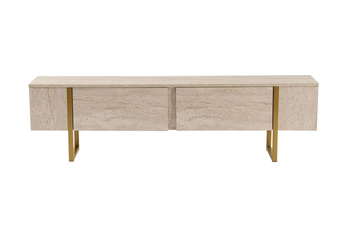 Serenity Tv-bänk 180x30 cm - Travertin/Guld