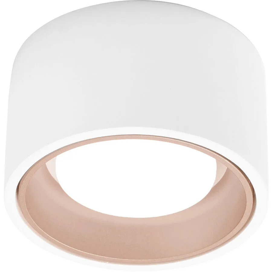 Deckenlampe Nasso Kupfer/Weiss Aluminium 12 cm 8 cm - Farbe: Weiss/Kupfer - LED - Lichtfarbe: Warmweiss - LED Energiesparlampen
