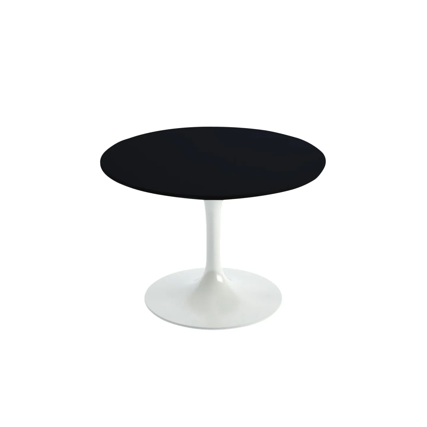 Knoll - Saarinen Round Table - Soffbord, Vitt underrede, skiva i Svart laminat, H: 37, Ø 51 - Soffbord - Eero Saarinen - Svart,Vit - Metall/Trä