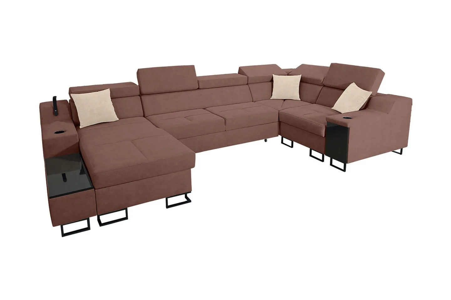 Seginus Hörnbäddsoffa m. Divan 5-sits 268x127 - Rosa