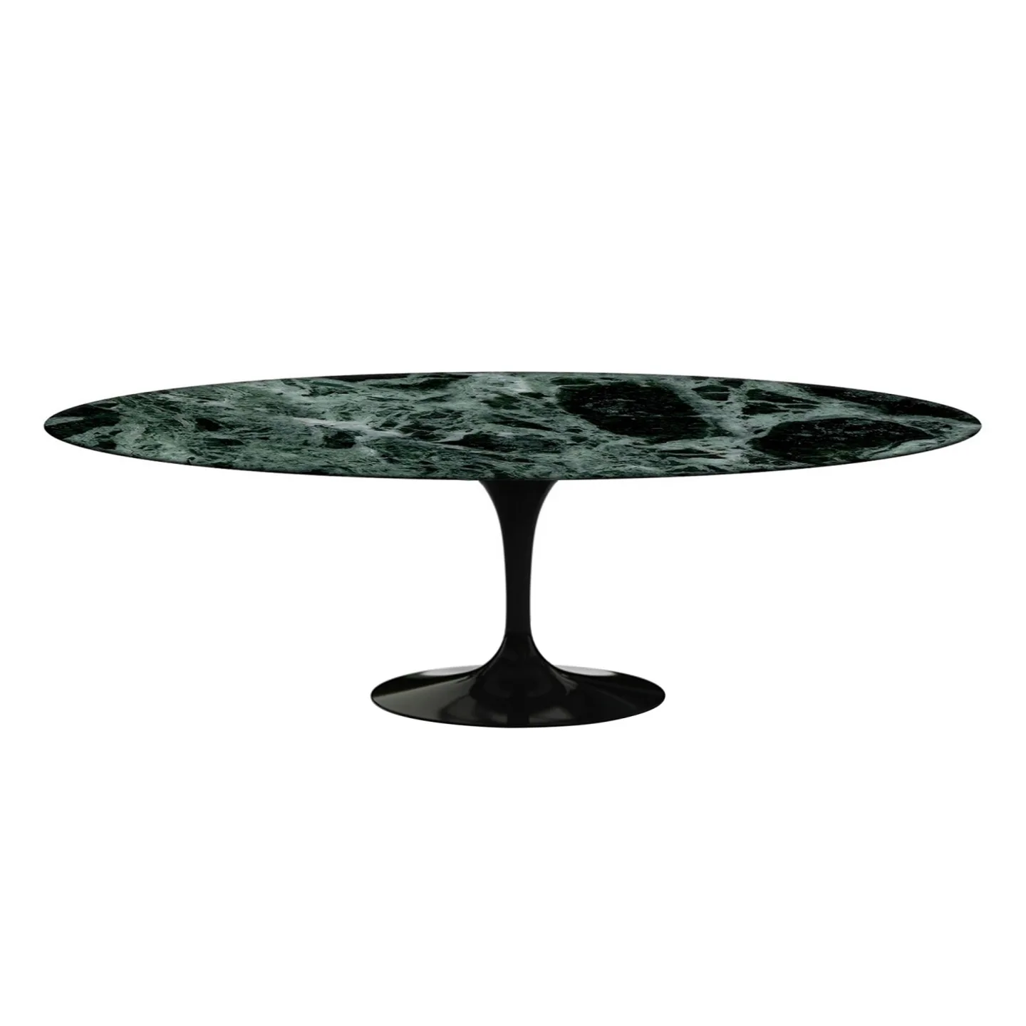 Knoll - Saarinen Oval Table - Matbord, 244 x 137 cm, Svart underrede, skiva i glansig grön Alpi marmor - Matbord - Eero Saarinen - Grön - Metall/Sten