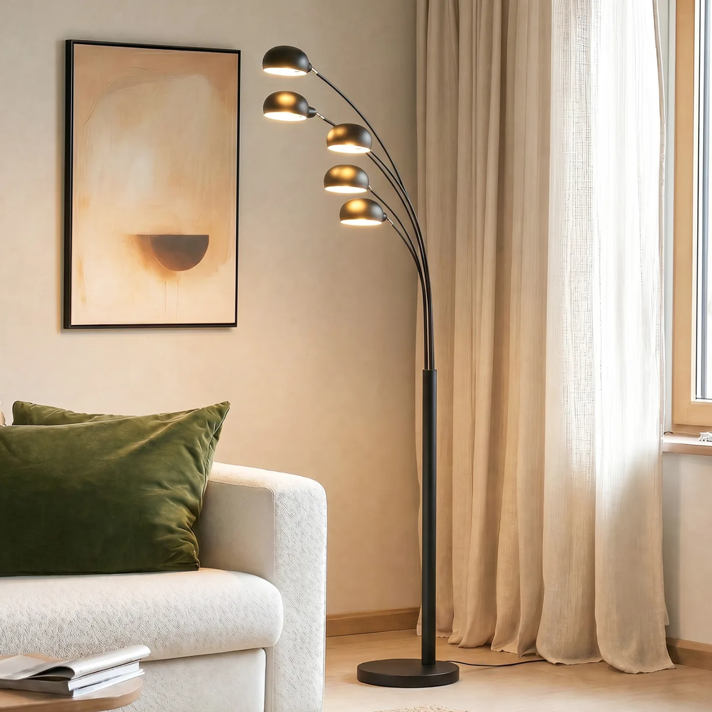 Jewa 5 Golvlampa Black - Lindby - Vardagsrum - Modern - Metall - Med flera ljuskällor