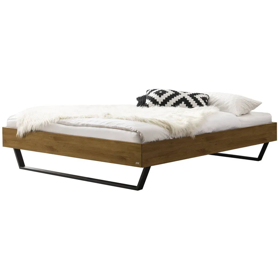 Hasena Bett Sassari Anthracit / Braun Eiche massiv Massivholz 200 x 200 cm