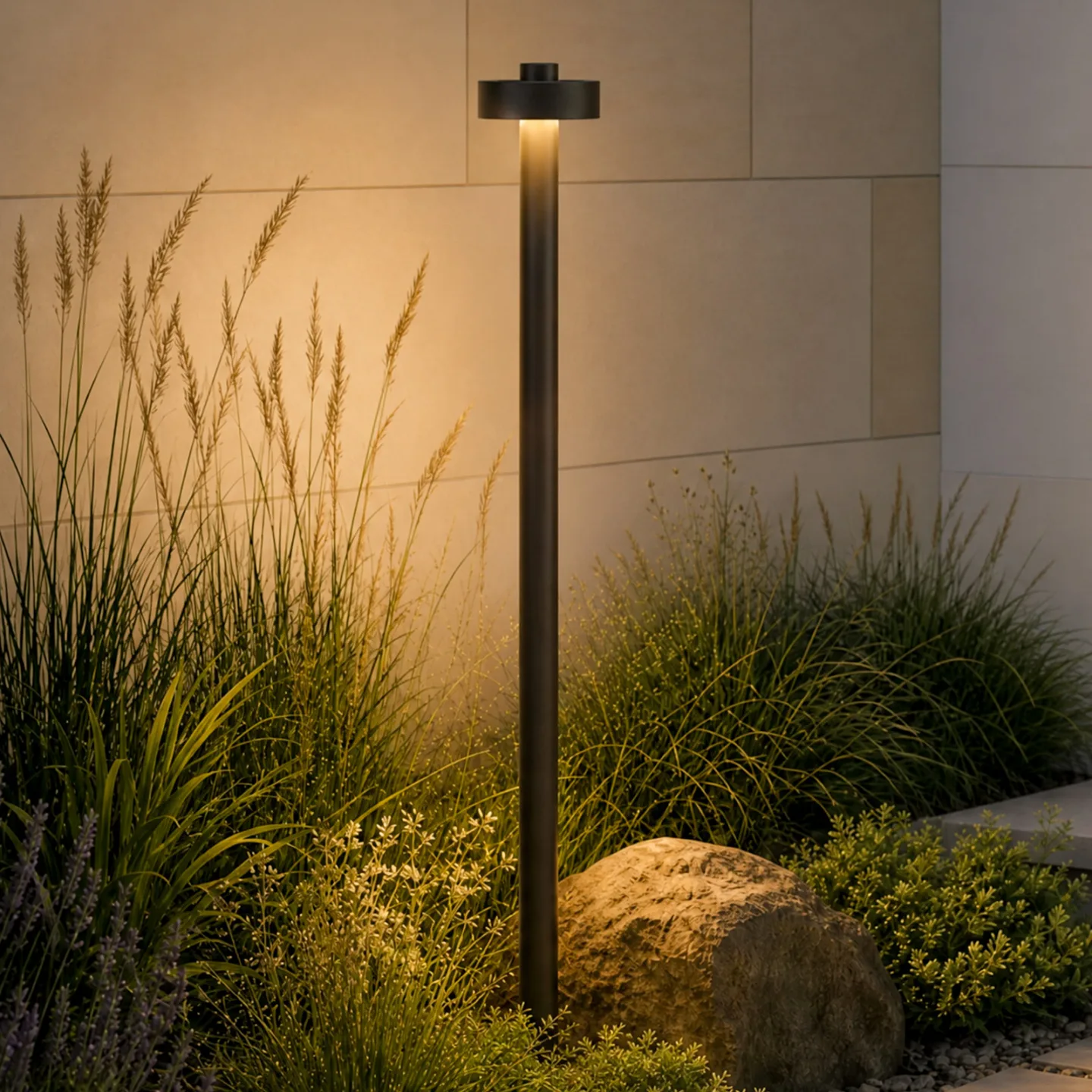 LED-Wegeleuchte Nirella, Höhe 100 cm, schwarz, Metall, IP65, CCT - Lucande - Modern - Einflammig
