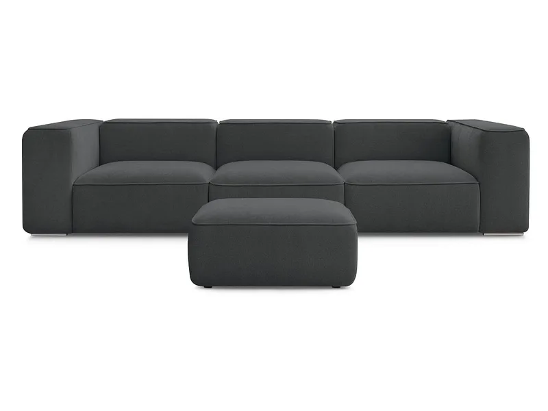 3er Sofa mit Hocker BOBOCHIC ZEPHYR Stoff mit Textur dunkelgrau