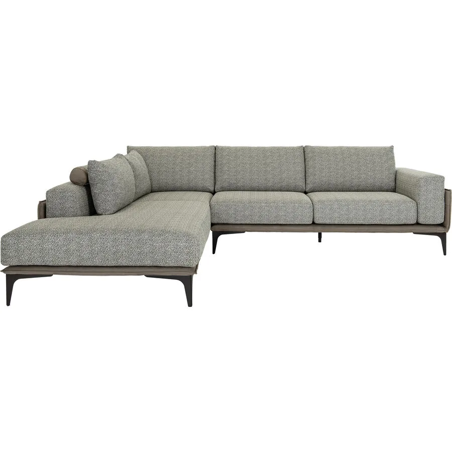 Massimo Divani Ecksofa Eliah Links Stoff grau-braun B 290 T 210 cm